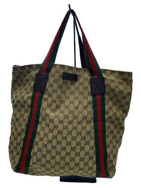 Gucci GG Canvas Tote Bag signature web Brown